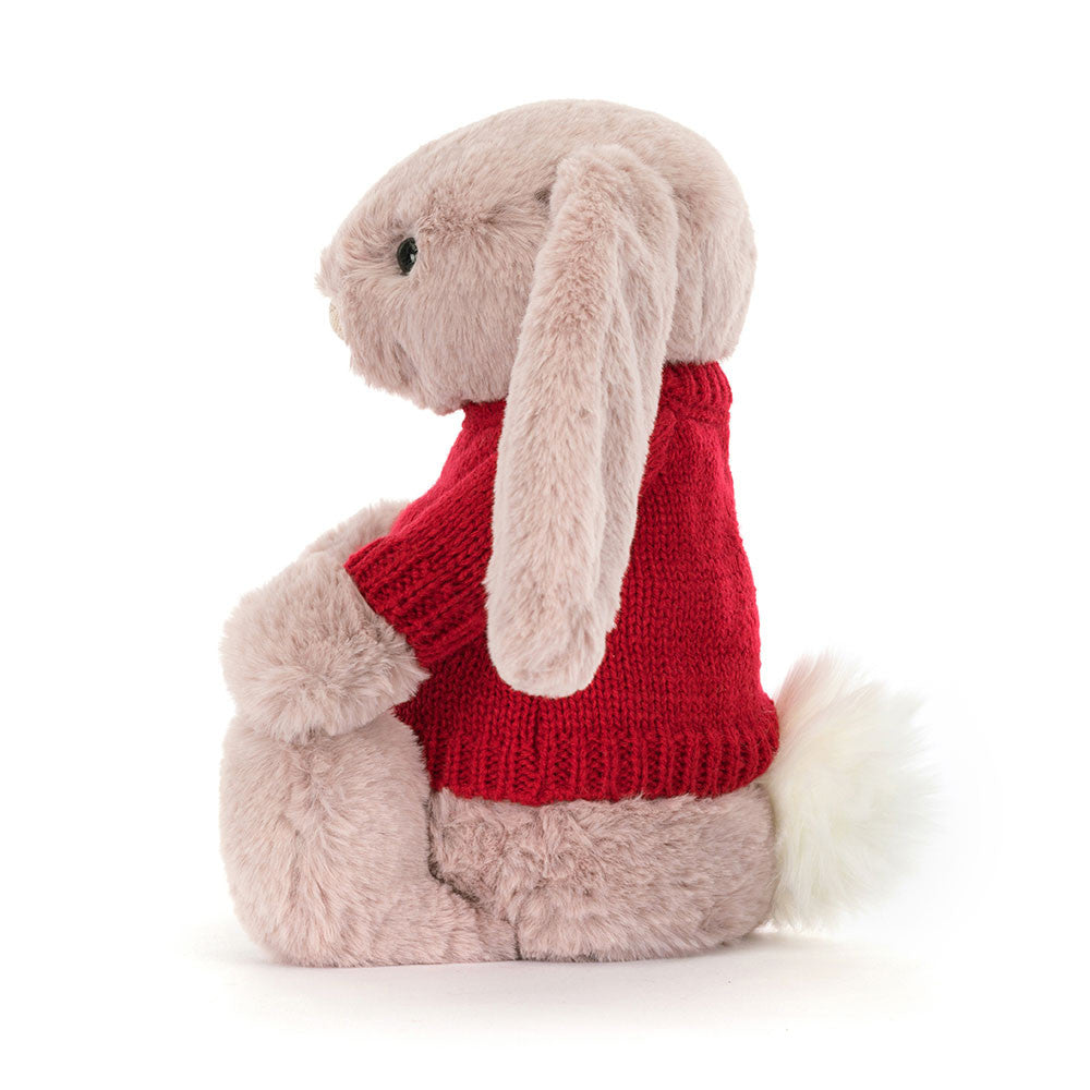 Bashful Luxe Bunny Rosa with Personalized Red Jumper - Jellycat For Sale