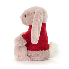 Bashful Luxe Bunny Rosa with Personalized Red Jumper - Jellycat For Sale