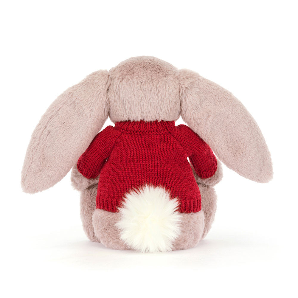 Bashful Luxe Bunny Rosa with Personalized Red Jumper - Jellycat For Sale