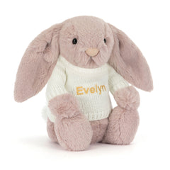 Bashful Luxe Bunny Rosa with Personalized Cream Jumper - Jellycat