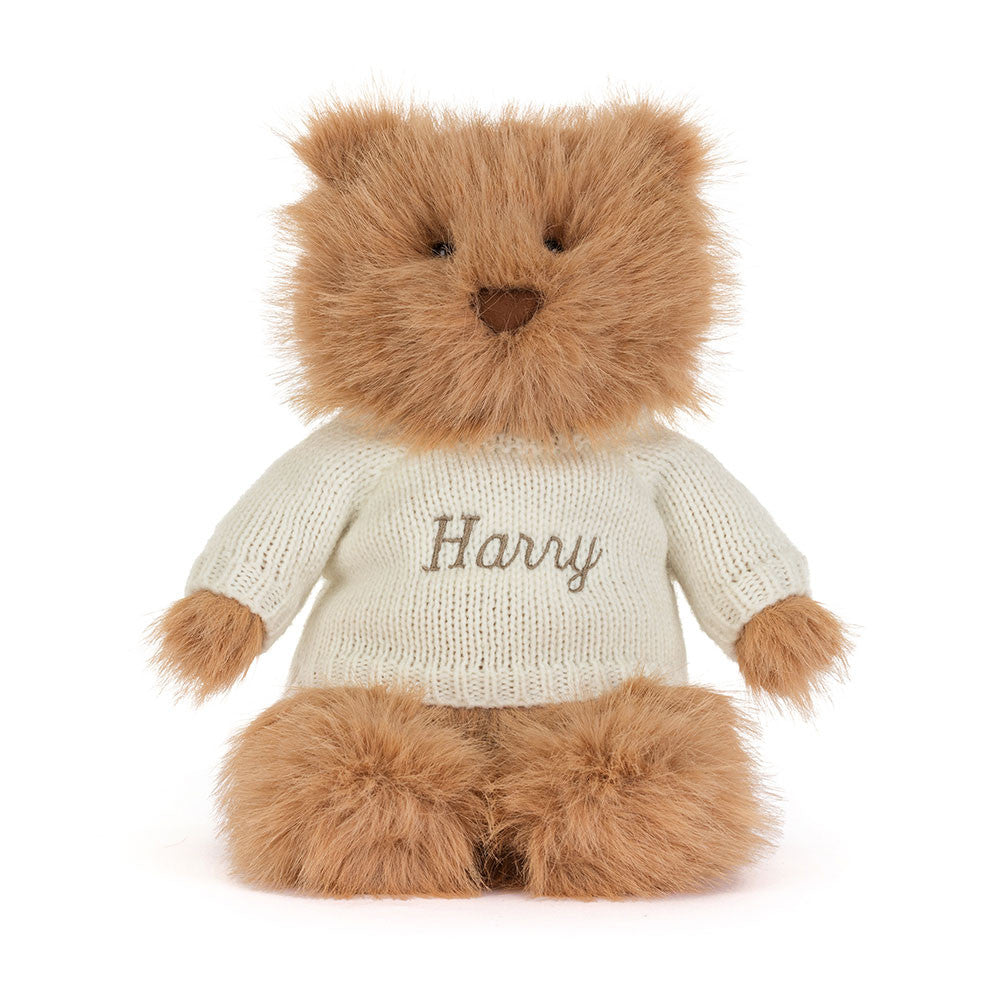 Bartholomew Bear Bouffant with Personalized Cream Jumper - Jellycat