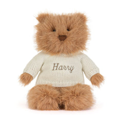 Bartholomew Bear Bouffant with Personalized Cream Jumper - Jellycat