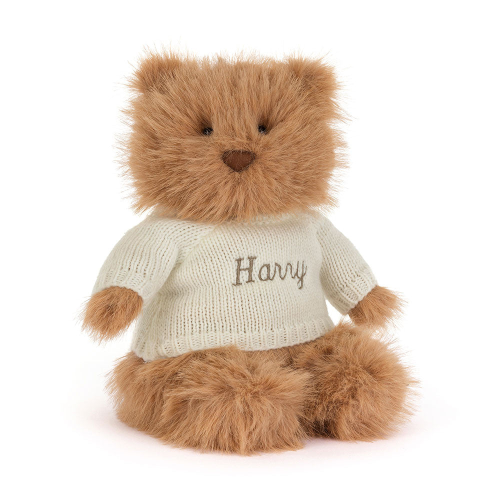 Bartholomew Bear Bouffant with Personalized Cream Jumper - Jellycat