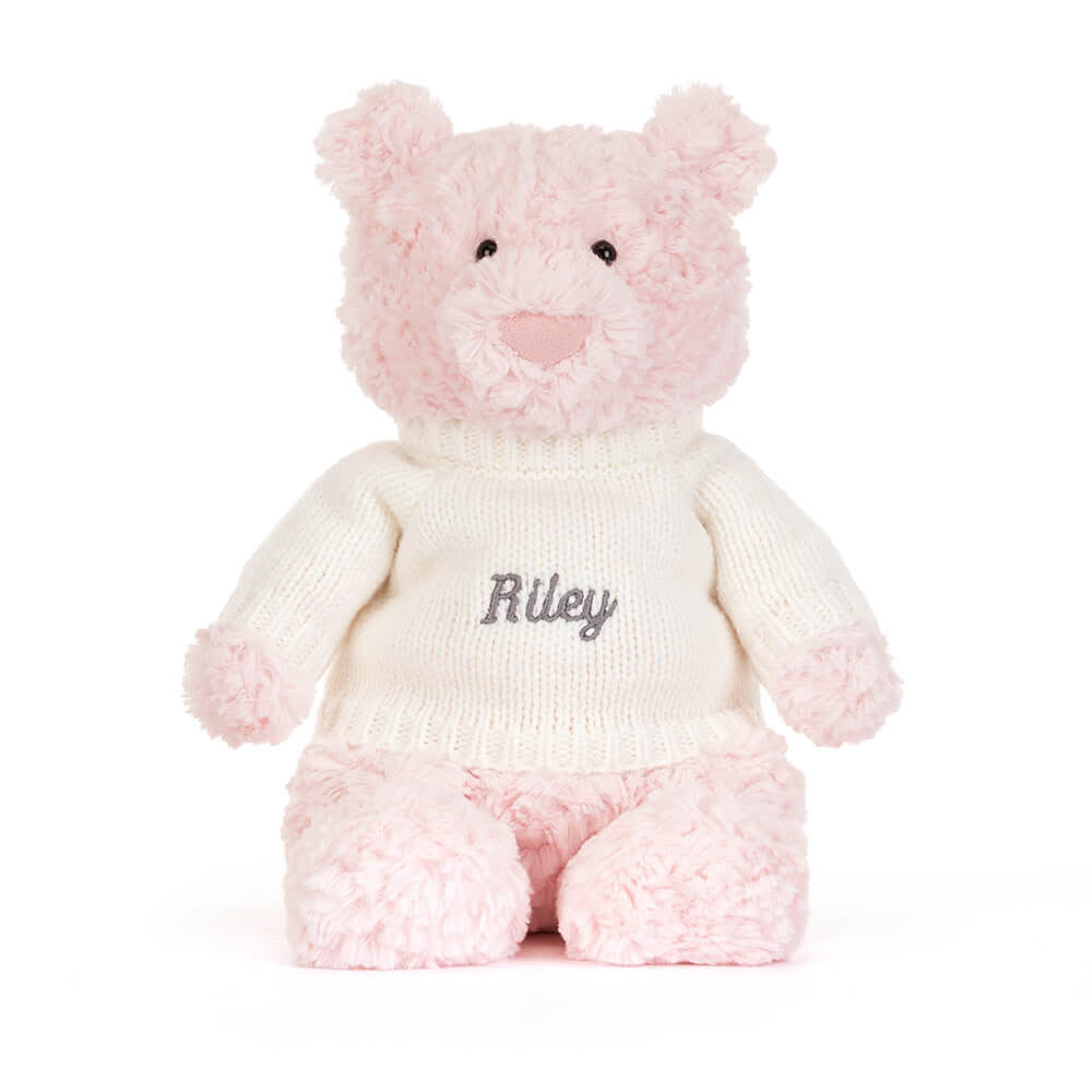 Leola Bear with Personalized Cream Jumper - Jellycat Sale