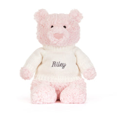 Leola Bear with Personalized Cream Jumper - Jellycat Sale