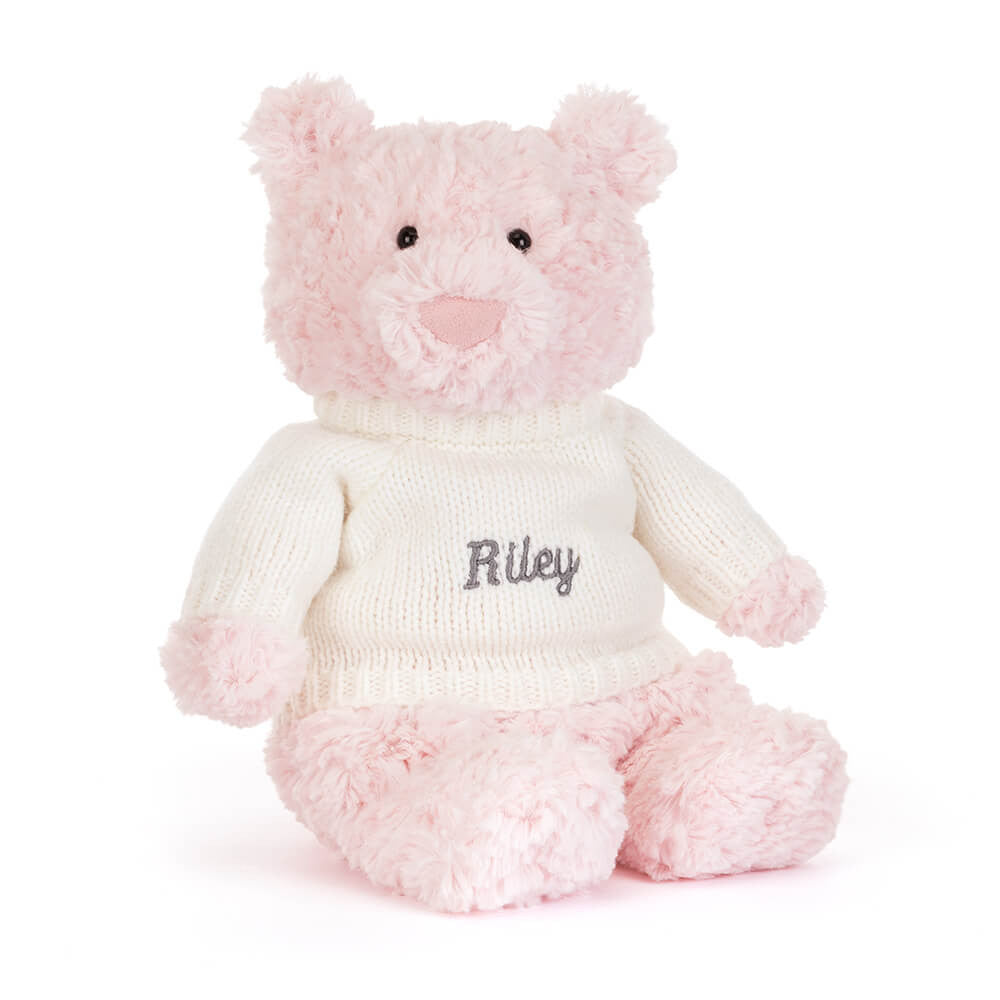 Leola Bear with Personalized Cream Jumper - Jellycat Sale