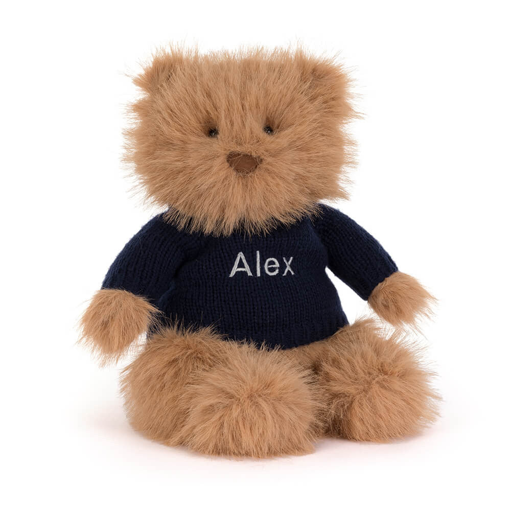 Bartholomew Bear Bouffant with Personalized Navy Jumper - Jellycat For Sale