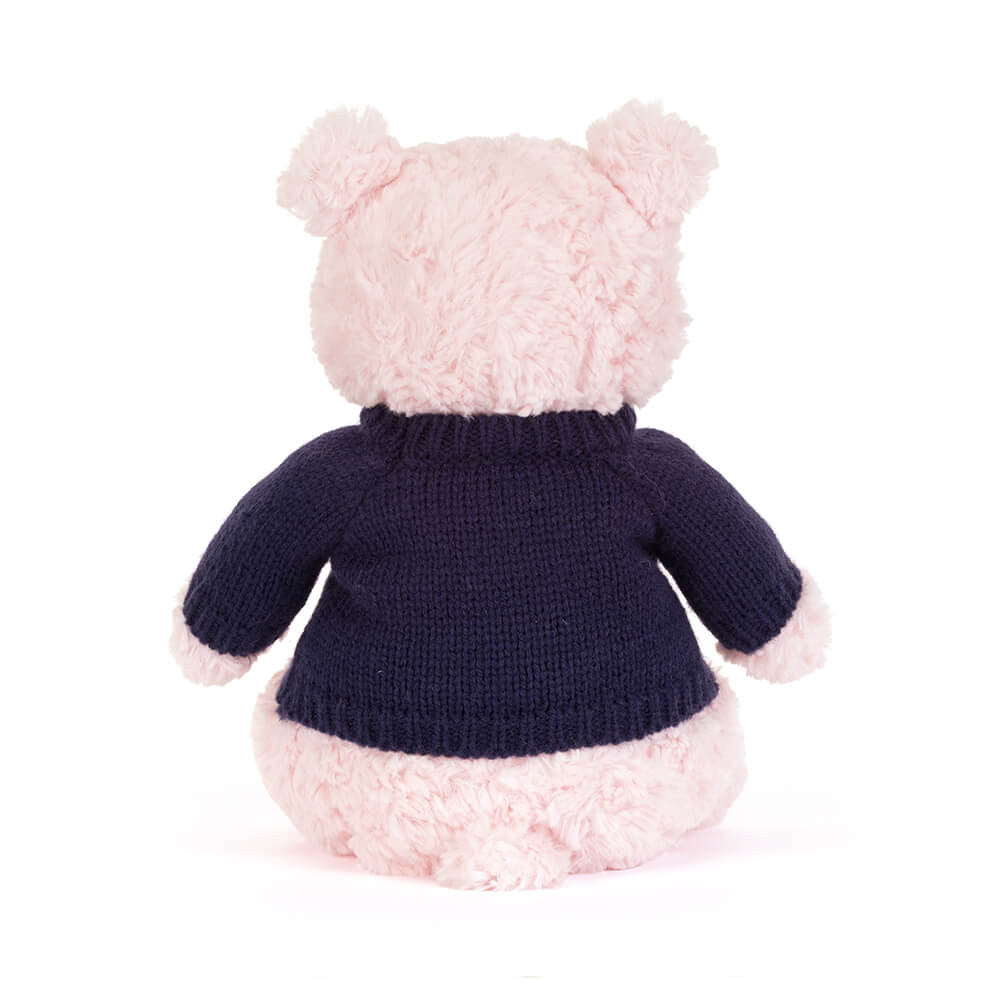 Leola Bear with Personalized Navy Jumper - Jellycat Sale