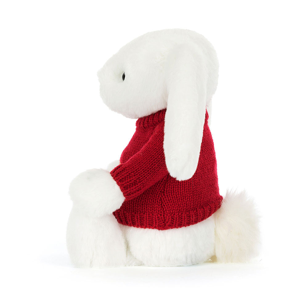 Bashful Luxe Bunny Luna with Personalized Red Jumper - Jellycat Sale