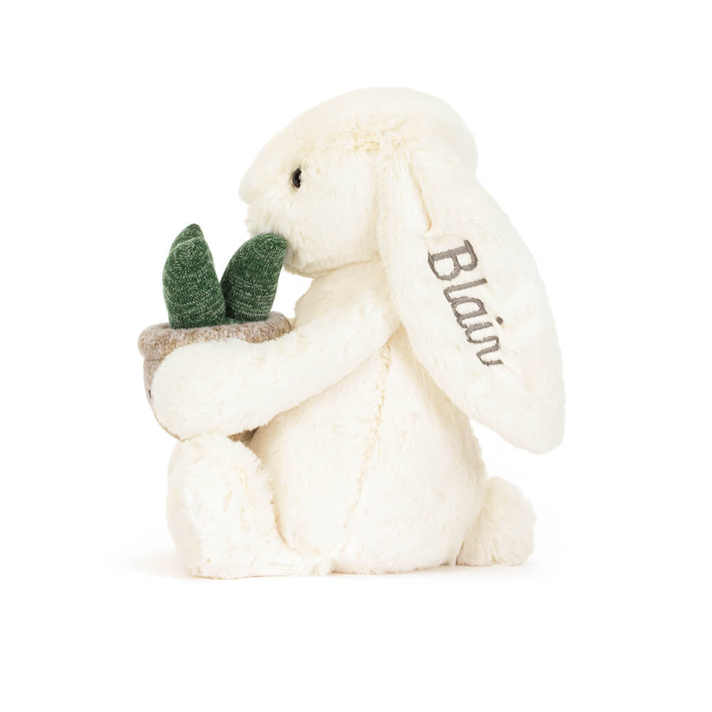 Personalized Cream Bunny with Plant - Jellycat