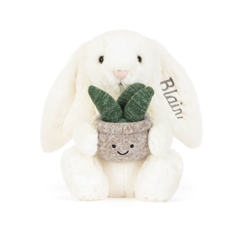 Personalized Cream Bunny with Plant - Jellycat