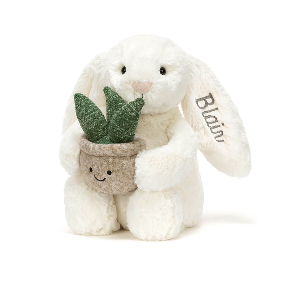 Personalized Cream Bunny with Plant - Jellycat