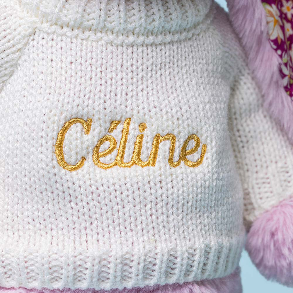 Thistlepop Blossom Luxe Bunny with Personalized Cream Jumper - Jellycat For Sale
