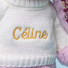 Thistlepop Blossom Luxe Bunny with Personalized Cream Jumper - Jellycat For Sale