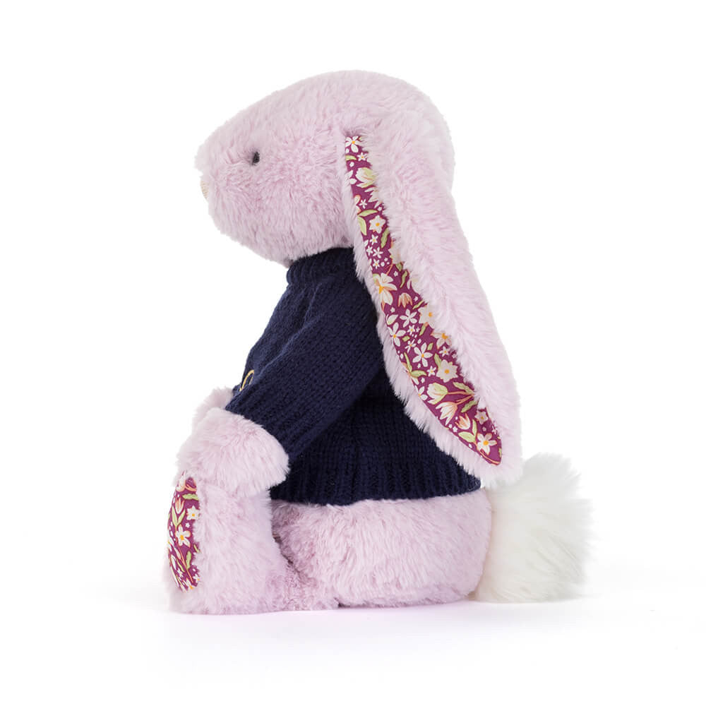 Thistlepop Blossom Luxe Bunny with Personalized Navy Jumper - Jellycat