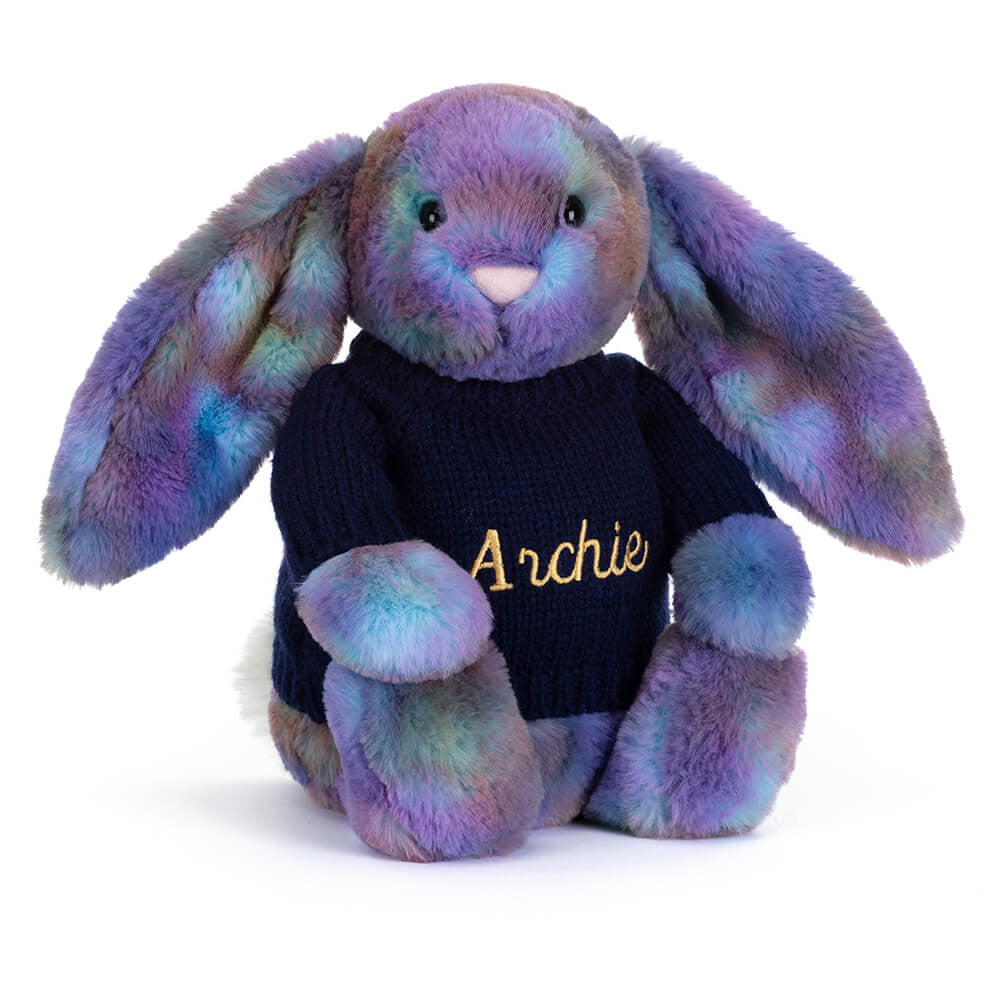 Zodihop Luxe Bunny with Personalized Navy Jumper - Jellycat For Sale