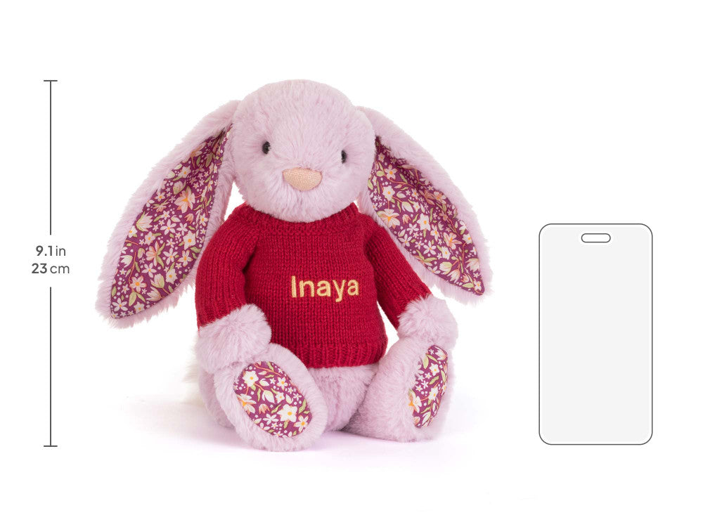 Thistlepop Blossom Luxe Bunny with Personalized Red Jumper - Jellycat Sale