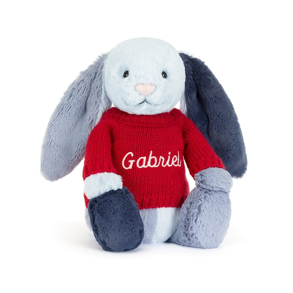 Puddlesea Bunny with Personalized Red Jumper - Jellycat