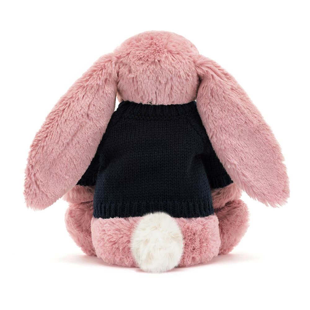 Bashful Tulip Pink Bunny with Personalized Navy Jumper - Jellycat For Sale