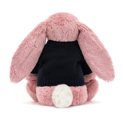 Bashful Tulip Pink Bunny with Personalized Navy Jumper - Jellycat For Sale