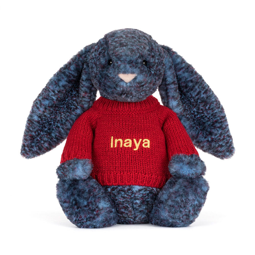 Hopscone Luxe Bunny with Personalized Red Jumper - Jellycat For Sale