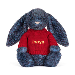 Hopscone Luxe Bunny with Personalized Red Jumper - Jellycat For Sale