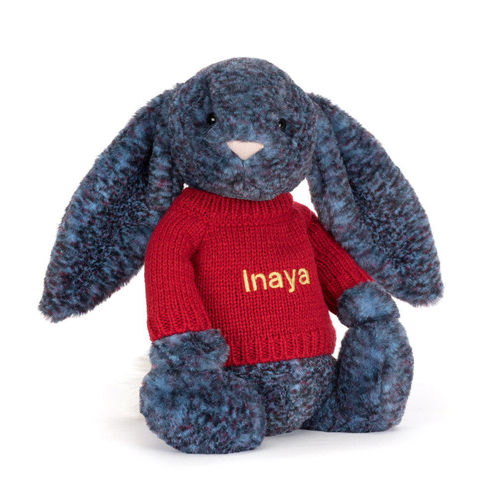 Hopscone Luxe Bunny with Personalized Red Jumper - Jellycat For Sale