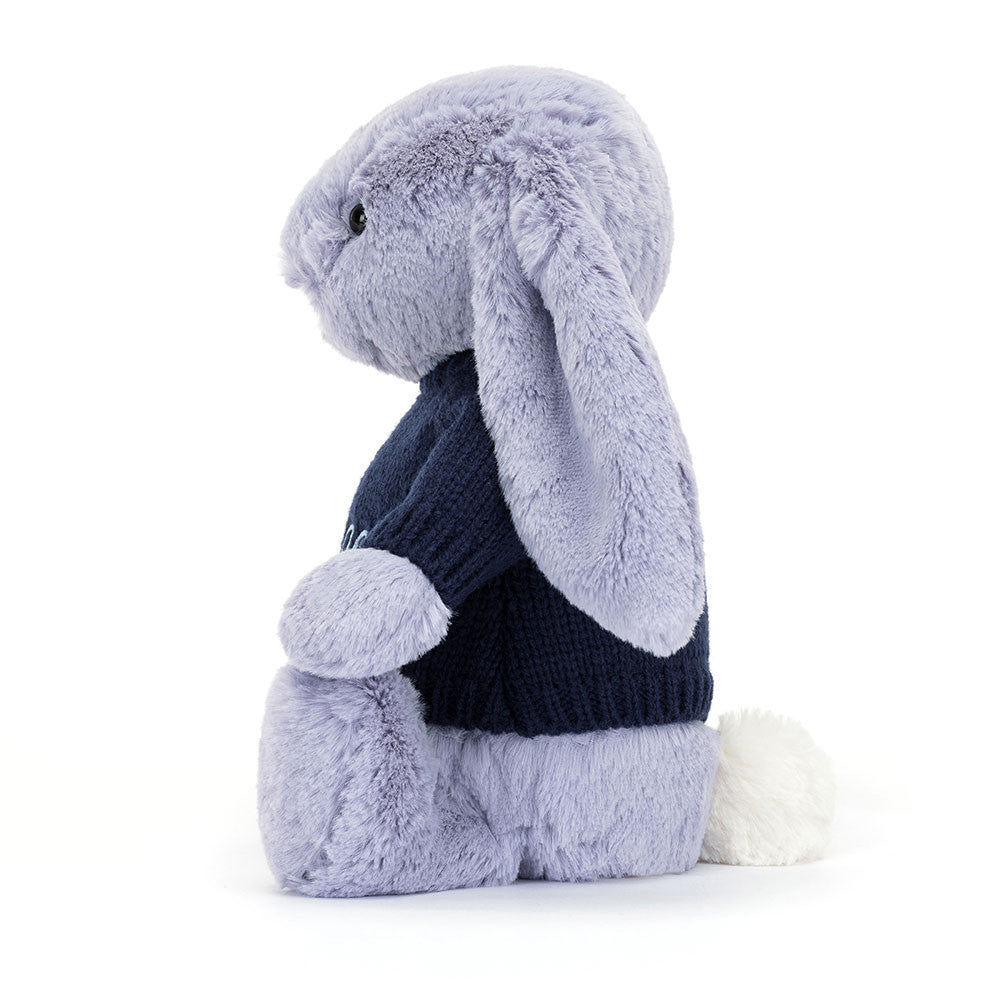 Bashful Viola Bunny with Personalized Navy Jumper - Jellycat Sale