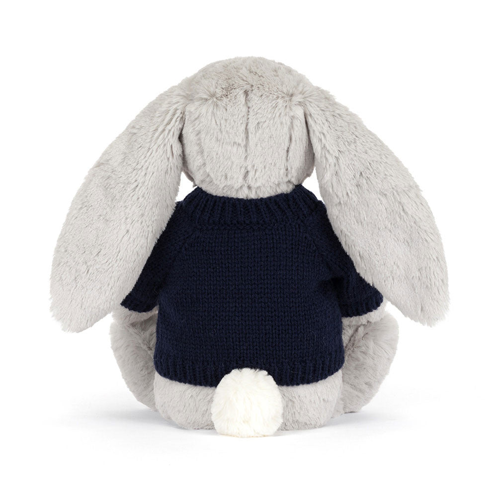 Blossom Silver Bunny 'Bloom' with Personalized Navy Jumper - Jellycat Online
