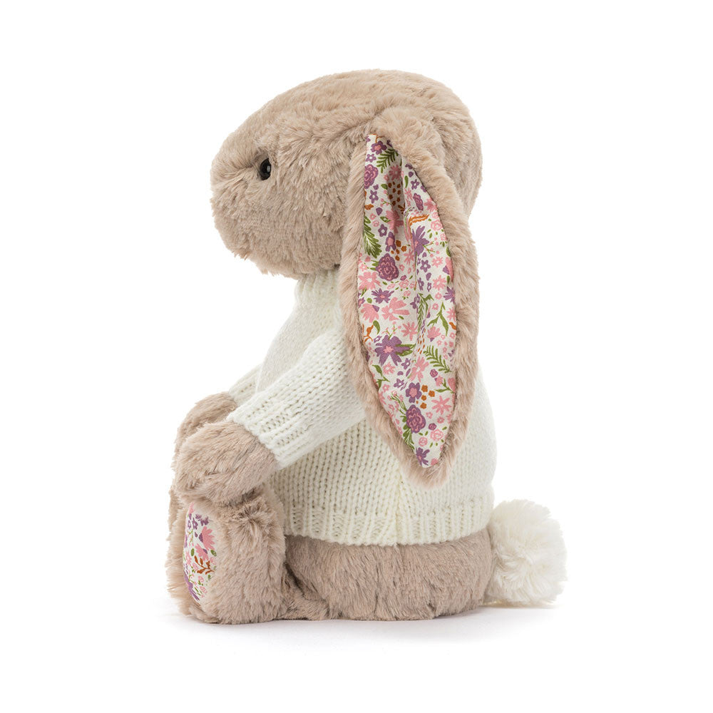 Blossom Beige Bunny 'Petal' with Personalized Cream Jumper - Jellycat