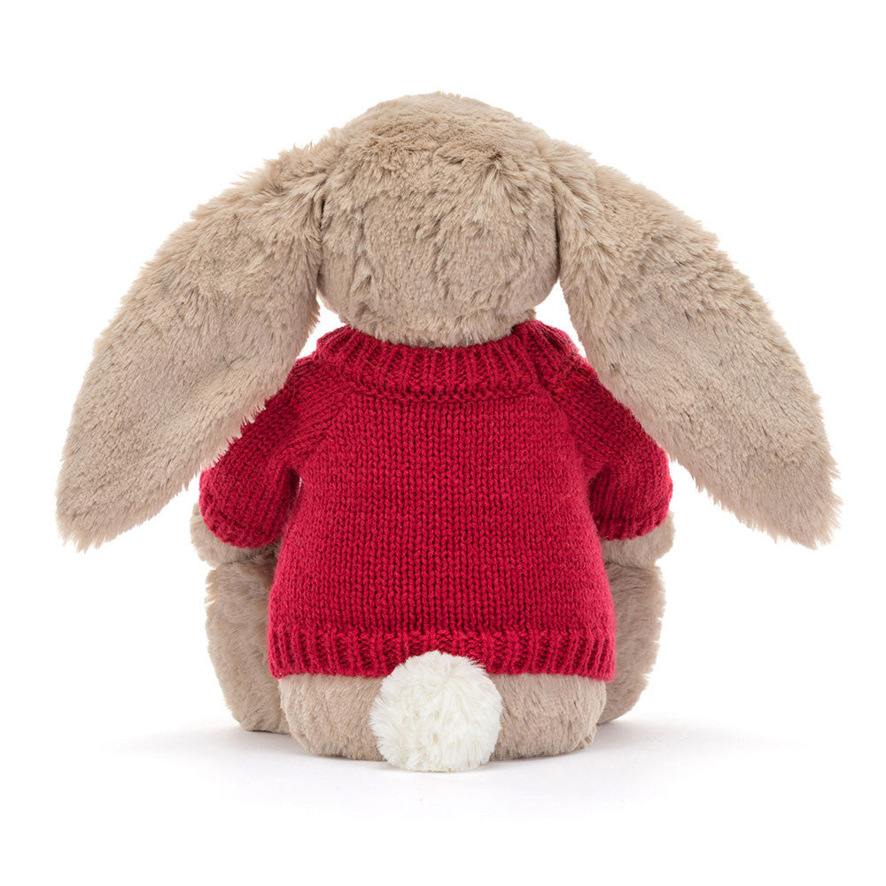 Blossom Beige Bunny 'Petal' with Personalized Red Jumper - Jellycat For Sale