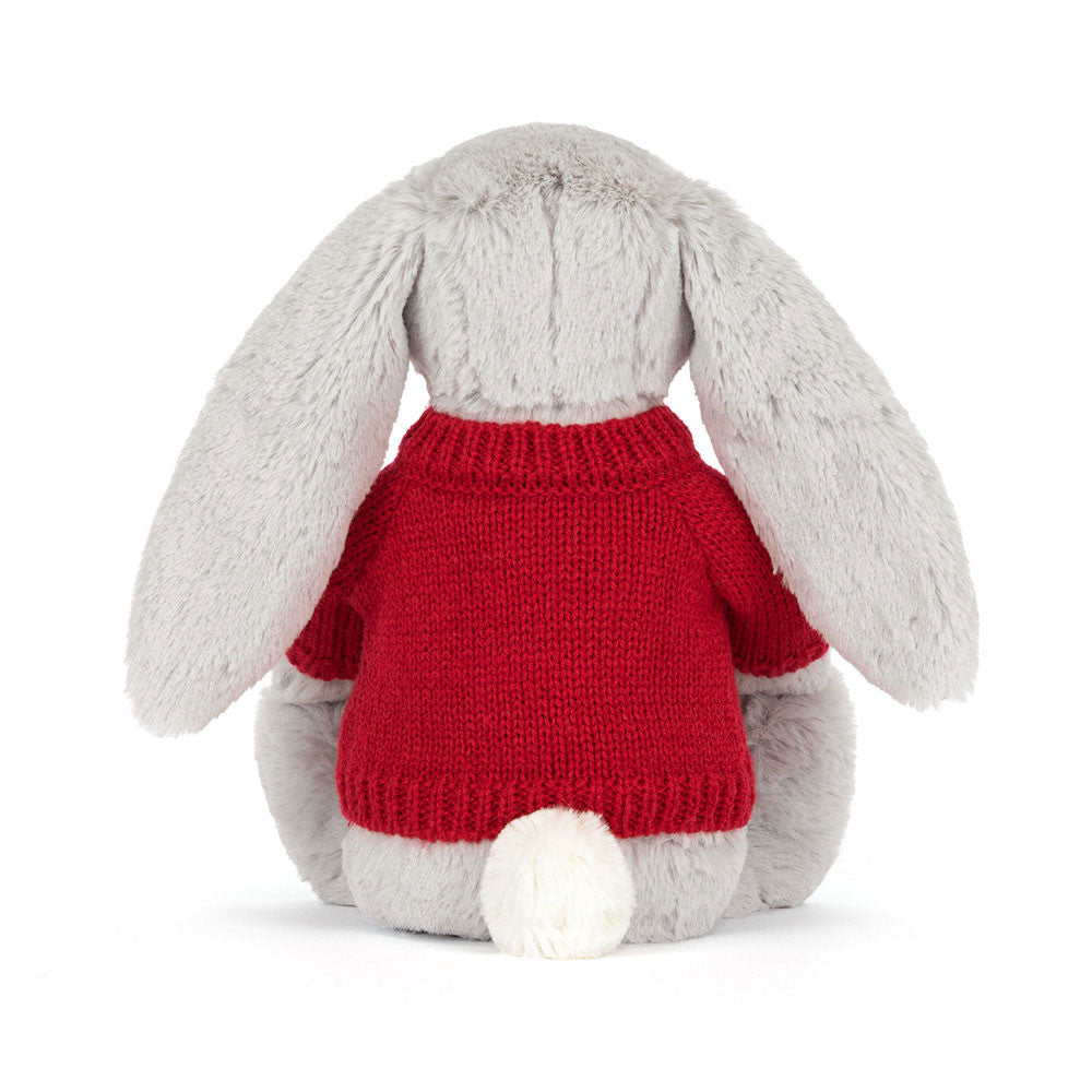 Blossom Silver Bunny 'Bloom' with Personalized Red Jumper - Jellycat Sale