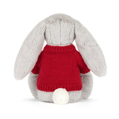 Blossom Silver Bunny 'Bloom' with Personalized Red Jumper - Jellycat Sale