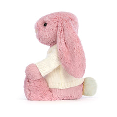 Bashful Tulip Pink Bunny with Personalized Cream Jumper - Jellycat For Sale
