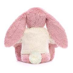 Bashful Tulip Pink Bunny with Personalized Cream Jumper - Jellycat For Sale