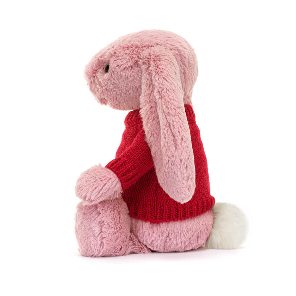 Bashful Tulip Pink Bunny with Personalized Red Jumper - Jellycat Sale