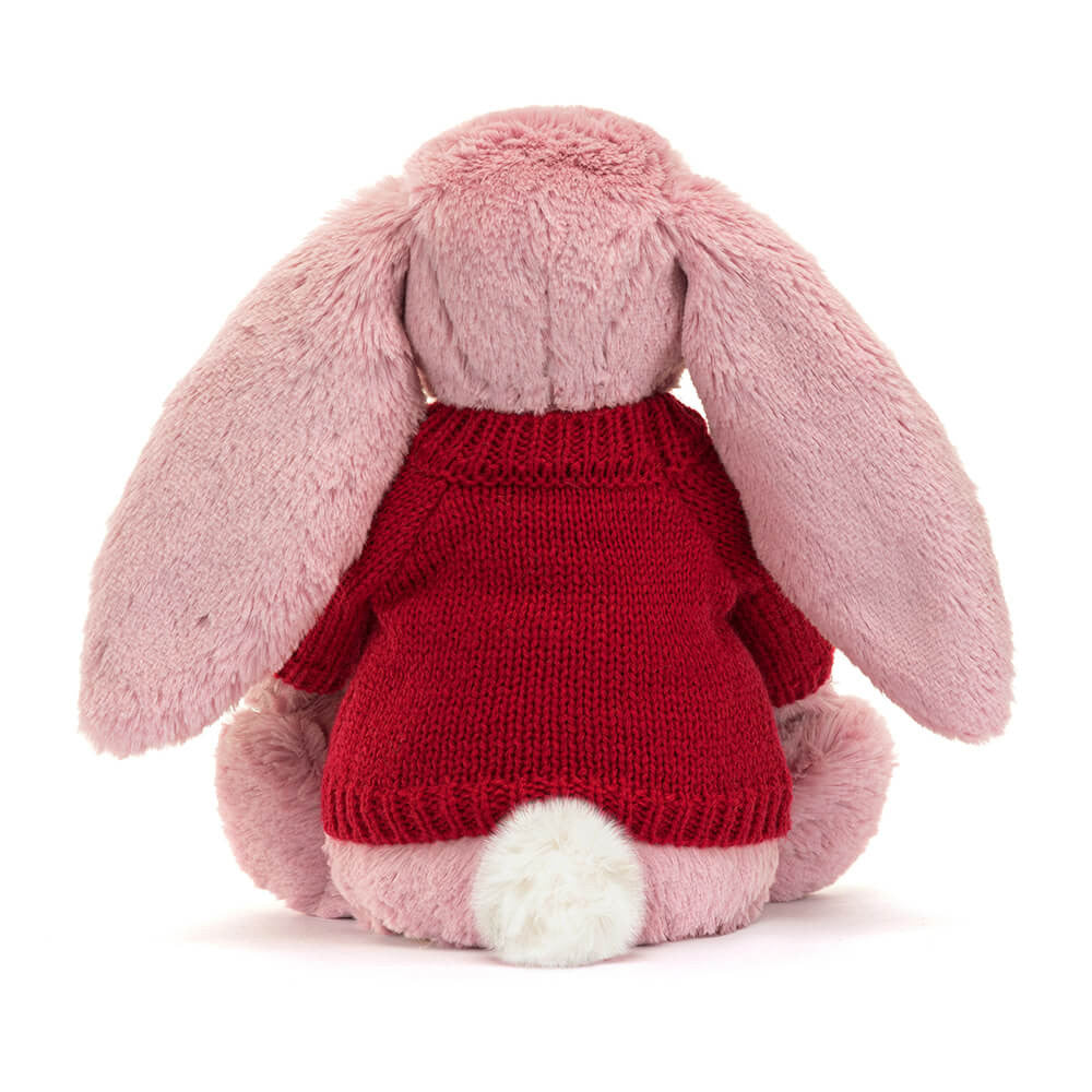 Bashful Tulip Pink Bunny with Personalized Red Jumper - Jellycat Sale