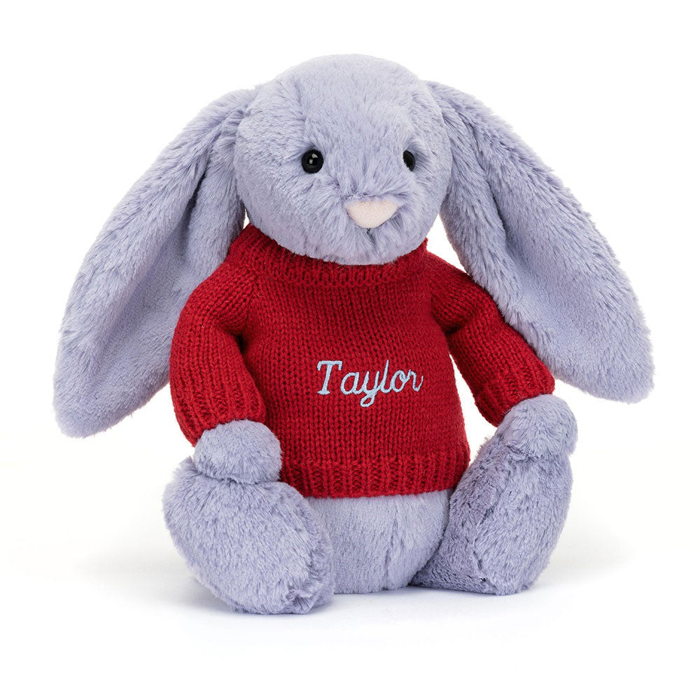 Bashful Viola Bunny with Personalized Red Jumper - Jellycat