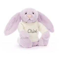 Bashful Lilac Bunny with Personalized Cream Jumper - Jellycat For Sale