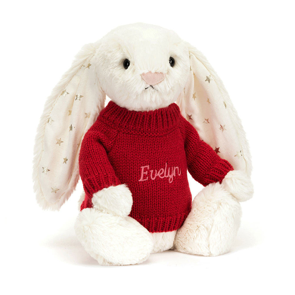 Bashful Twinkle Bunny with Personalized Red Jumper - Jellycat Sale