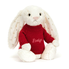 Bashful Twinkle Bunny with Personalized Red Jumper - Jellycat Sale