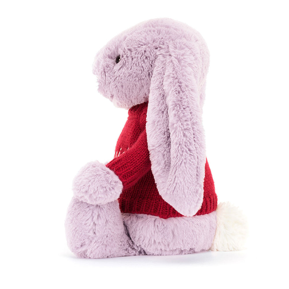 Bashful Lilac Bunny with Personalized Red Jumper - Jellycat Online